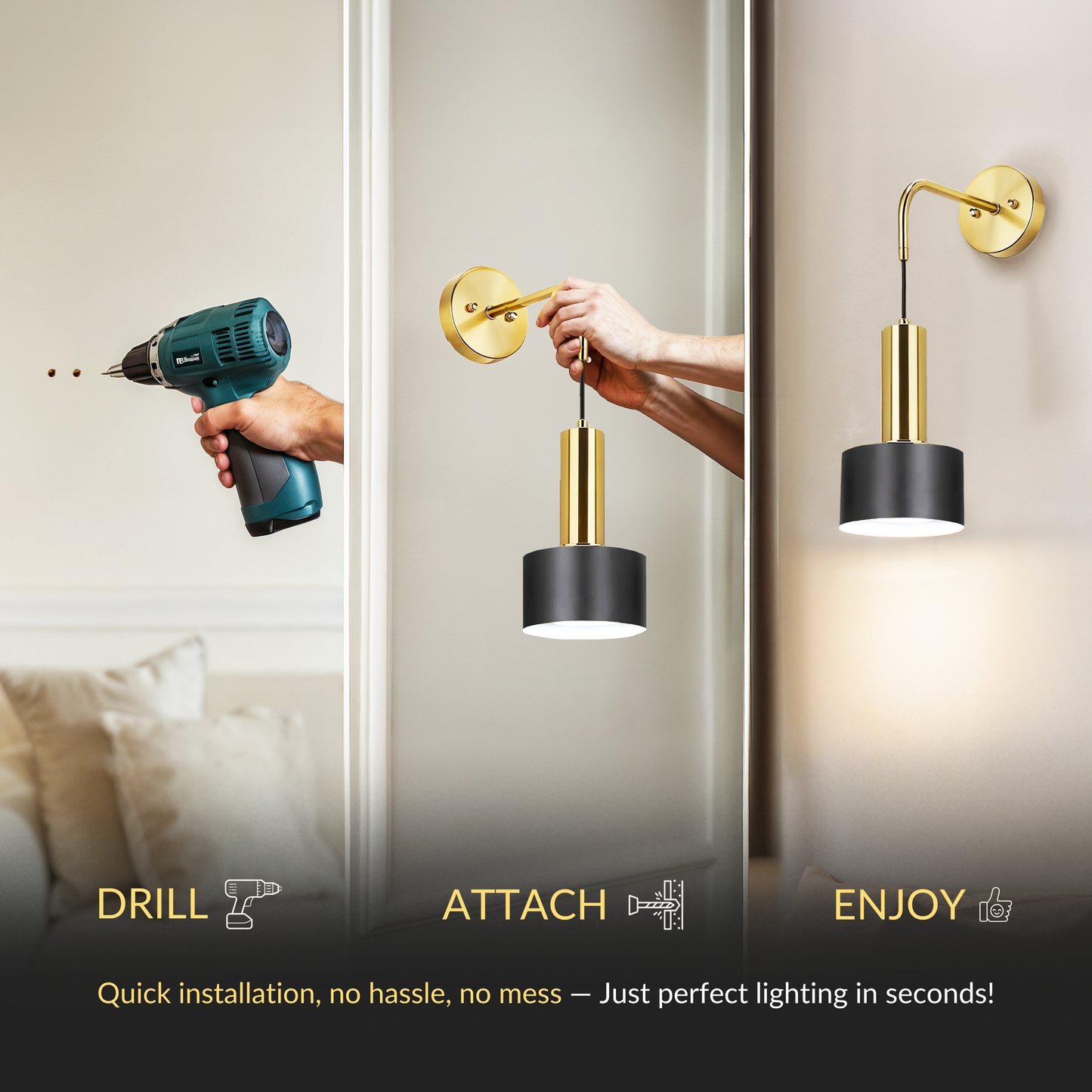 GLOWDROP WIRELESS WALL SCONCES (SET OF 2 + 2 BULBS FREE)